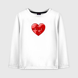 Лонгслив хлопковый детский Красное сердце из пазлов, цвет: белый