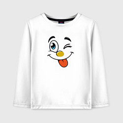Лонгслив хлопковый детский Позитивный смайлик, цвет: белый