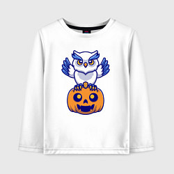 Лонгслив хлопковый детский Halloween owl, цвет: белый