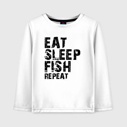 Лонгслив хлопковый детский Eat sleep fish, цвет: белый