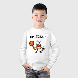 Лонгслив хлопковый детский Sir повар, цвет: белый — фото 2