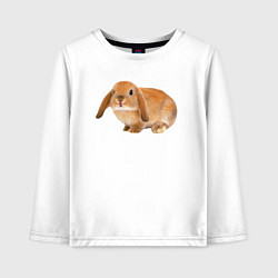Лонгслив хлопковый детский Рыжий пушистый кролик, цвет: белый
