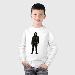 Лонгслив хлопковый детский Bones во весь рост, цвет: белый — фото 2