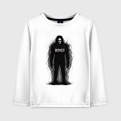 Лонгслив хлопковый детский Bones horror style, цвет: белый