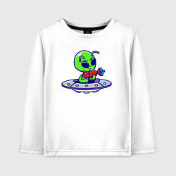 Лонгслив хлопковый детский Инопланетянин с бластером, цвет: белый