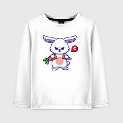 Лонгслив хлопковый детский Сердитый кролик с морковкой, цвет: белый