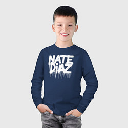 Лонгслив хлопковый детский Граффити логотип Нейт Диас, цвет: тёмно-синий — фото 2