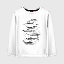 Детский лонгслив Корюшка пошла и рыбалка началась