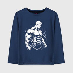 Лонгслив хлопковый детский Мускулистый аниме, цвет: тёмно-синий