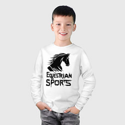 Лонгслив хлопковый детский Конный спорт граффити, цвет: белый — фото 2