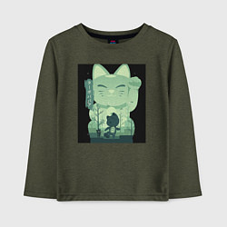 Лонгслив хлопковый детский Neko Turbo Granny Dandadan, цвет: меланж-хаки