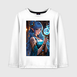 Детский лонгслив Прекрасная эльийка-маг с посохом