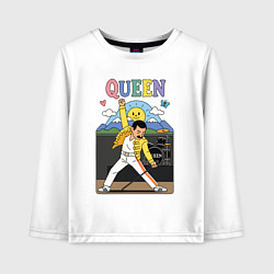 Лонгслив хлопковый детский Queen мультяшный стиль, цвет: белый