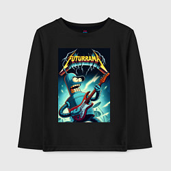 Лонгслив хлопковый детский Рок гитарист Бендер и неоновые молнии, цвет: черный