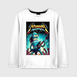 Лонгслив хлопковый детский Хард рок гитарист Бендер лидер группы Футурама, цвет: белый