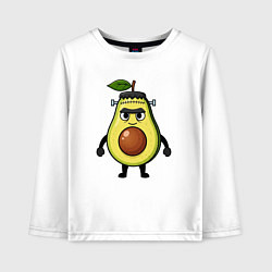 Лонгслив хлопковый детский Авокадо чудовище Франкенштейна, цвет: белый