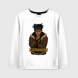 Лонгслив хлопковый детский XXXTentacion задумчивый, цвет: белый