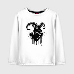 Лонгслив хлопковый детский Козёл черной краской, цвет: белый
