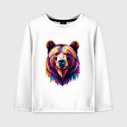 Лонгслив хлопковый детский Красочный медведь, цвет: белый
