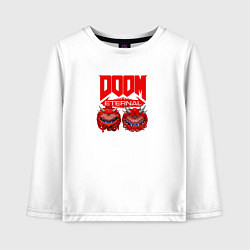 Лонгслив хлопковый детский Doom кака демон, цвет: белый