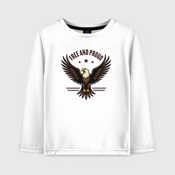 Лонгслив хлопковый детский Свободный и гордый орёл, цвет: белый