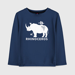 Детский лонгслив Носорог с цветами