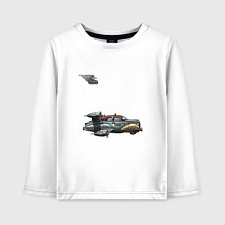 Лонгслив хлопковый детский Такси летающее, ретрофутуризм, цвет: белый