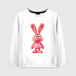 Лонгслив хлопковый детский Розовый пушистый мультяшный кролик, цвет: белый