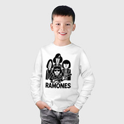 Лонгслив хлопковый детский Ramones силуэты, цвет: белый — фото 2