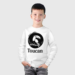 Лонгслив хлопковый детский Тукан в круге, цвет: белый — фото 2