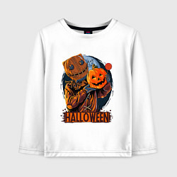 Лонгслив хлопковый детский Хэллоуин пугало, цвет: белый
