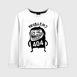 Лонгслив хлопковый детский Тролль хакер - ошибка 404, цвет: белый