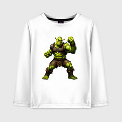 Детский лонгслив Гибрид Шрека и Халка замахивается для удара