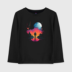 Лонгслив хлопковый детский Walk in space, цвет: черный