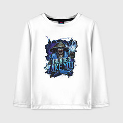 Лонгслив хлопковый детский Райден - гром заберёт тебя, цвет: белый