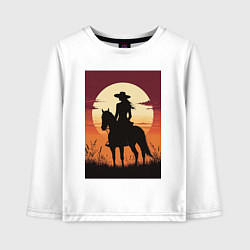 Лонгслив хлопковый детский Всадница в стиле дикого запада, цвет: белый