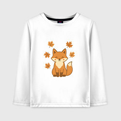 Лонгслив хлопковый детский Лиса с листьями, цвет: белый