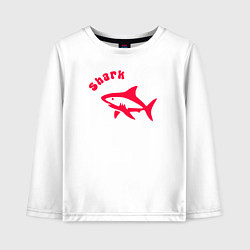 Лонгслив хлопковый детский Акула-красный силуэт, цвет: белый
