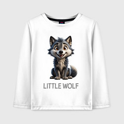 Лонгслив хлопковый детский Волчонок - малютка, цвет: белый