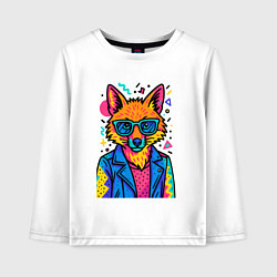 Лонгслив хлопковый детский Лиса Pop Colors, цвет: белый