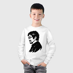 Лонгслив хлопковый детский Хаяо Миядзаки в профиль, цвет: белый — фото 2