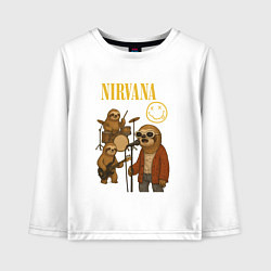 Лонгслив хлопковый детский Nirvana ленивцы, цвет: белый