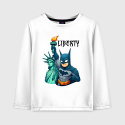 Лонгслив хлопковый детский Batman and statue of Liberty - ai art fantasy, цвет: белый