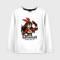 Лонгслив хлопковый детский Эмбер из Genshin Impact, цвет: белый