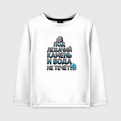 Детский лонгслив Под лежачий камень серо-голубой арт