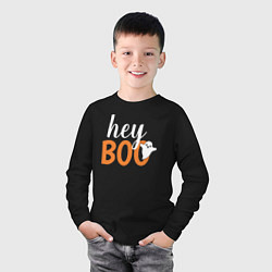 Лонгслив хлопковый детский Hey boo привидение, цвет: черный — фото 2