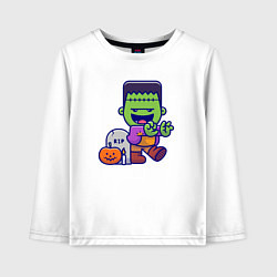 Лонгслив хлопковый детский Милый Франкенштейн, цвет: белый