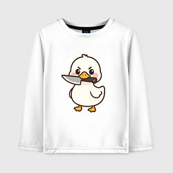 Лонгслив хлопковый детский Утенок с ножом, цвет: белый