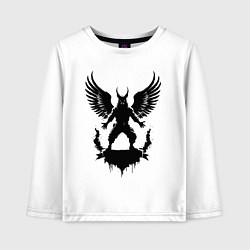 Детский лонгслив Черный лис Сургута с крыльями
