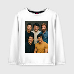 Лонгслив хлопковый детский Звезды карате, цвет: белый